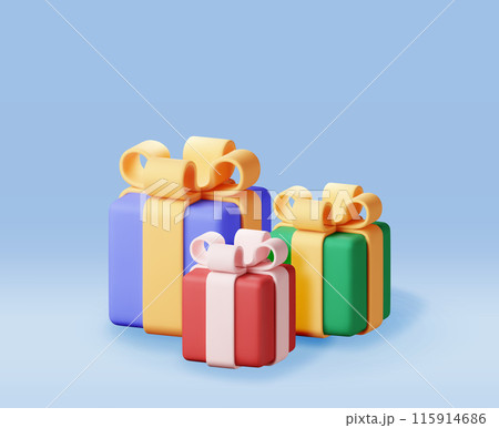 3D gift box pile isolated 3D gift box pile isolated 115914686