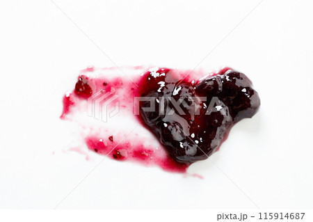 Blueberry jam blot on white background. Selective focus. 115914687