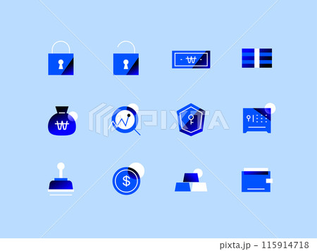 Blue Grain Icon Set Finance 115914718