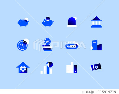 Blue Grain Icon Set Finance 115914719