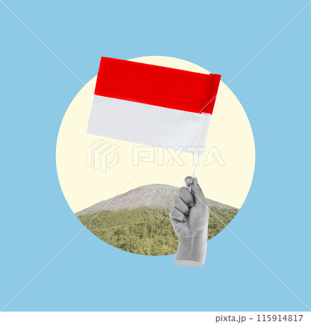 Human hand holding the Indonesia flag 115914817