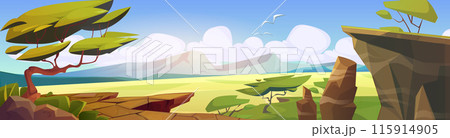 African savannah landscape with trees African savannah landscape with trees 115914905