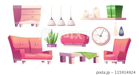Pink living room furniture set 115914924
