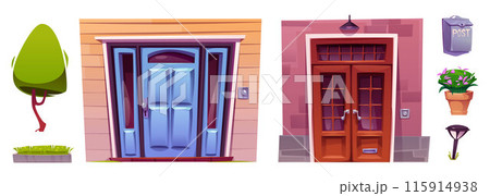 House front door and outside porch cartoon vector House front door and outside porch cartoon vector 115914938