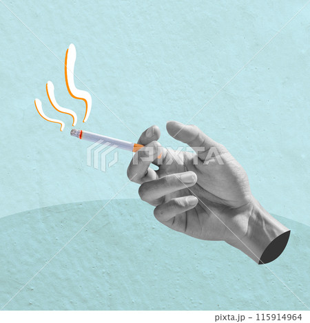 A human hand holding a cigarette 115914964