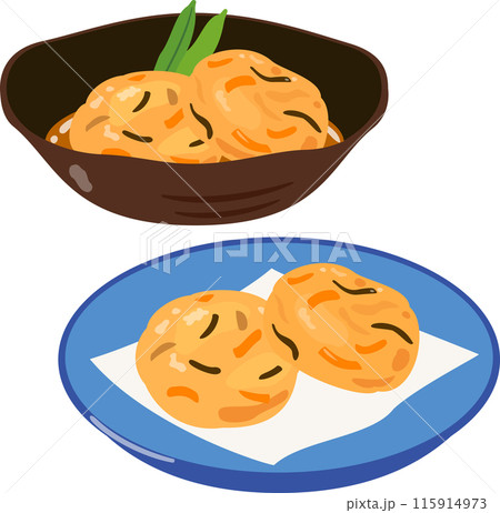皿に盛ったがんもどき 115914973