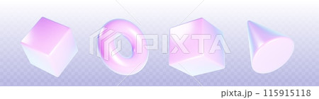 3D set of holographic geometric objects 115915118