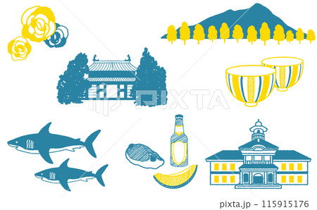 茨城県の名所 茨城県の観光地 イラストセット 茨城県の名所 茨城県の観光地 イラストセット 115915176