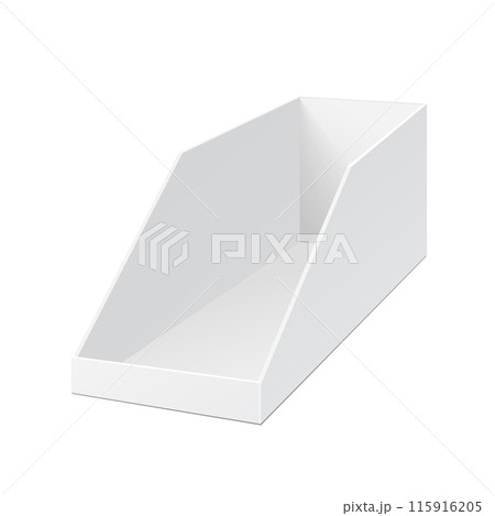 Empty cardboard POS POI blank display show box holder for sale. Vector Empty cardboard POS POI blank display show box holder for sale. Vector 115916205