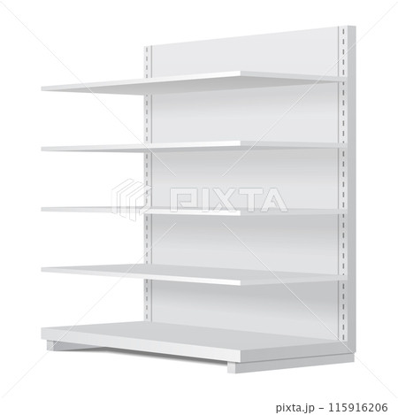 3d empty showcase display with retail shelves. Mock up. Vector 3d empty showcase display with retail shelves. Mock up. Vector 115916206