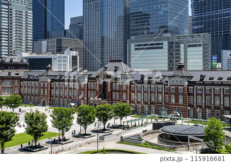 東京駅 丸の内口 丸の内ビルディング 5階展望フロアから 国の重要文化財 東京駅 丸の内口 丸の内ビルディング 5階展望フロアから 国の重要文化財 115916681