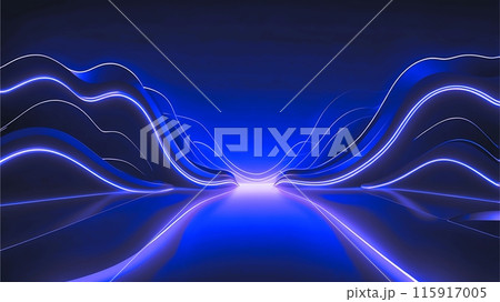 抽象的な波打つ青い光線 抽象的な波打つ青い光線 115917005