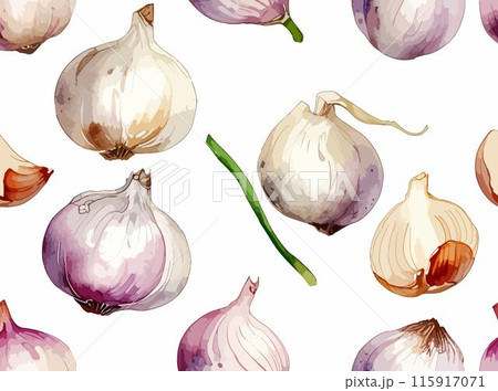 水彩で描いたニンニクのイラスト Generative AI 115917071