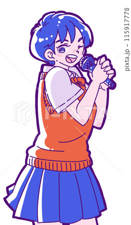 カラオケを楽しむ女子高生 115917778