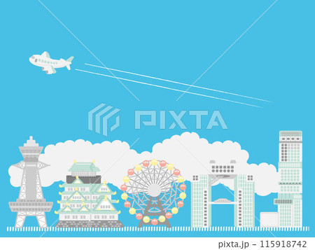 大阪　建物　風景　背景　イラスト 115918742