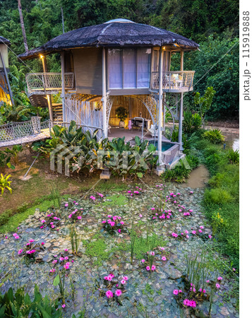Aerial view of paradise beach resort in koh yao noi, Phang Nga, Thailand 115919888