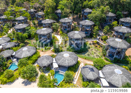 Aerial view of paradise beach resort in koh yao noi, Phang Nga, Thailand 115919986