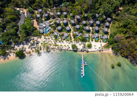 Aerial view of paradise beach resort in koh yao noi, Phang Nga, Thailand Aerial view of paradise beach resort in koh yao noi, Phang Nga, Thailand 115920064