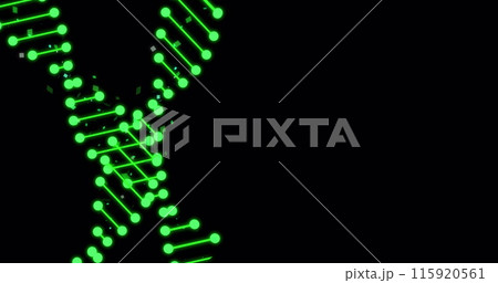 Image of dna strands with light spots on black background 115920561