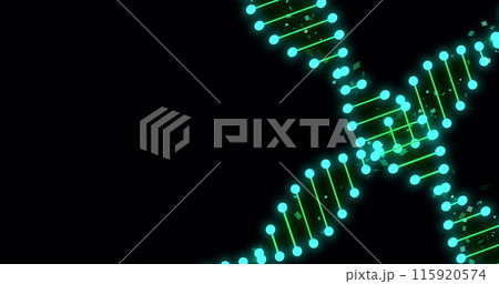Image of dna strands with light spots on black background 115920574