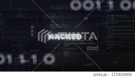 Image of hacked text over data processing 115920808