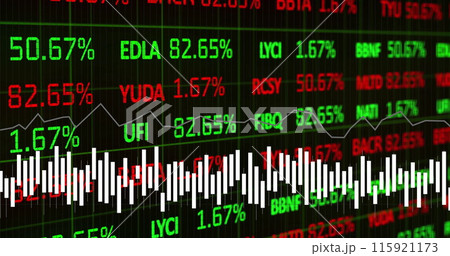 Image of statistics and financial data processing over grid 115921173