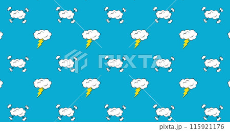 Image of clouds with lightning moving on blue background 115921176