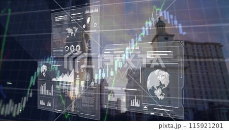 Image of data processing over cityscape Image of data processing over cityscape 115921201