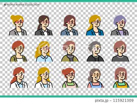 Set of simple women icons Set of simple women icons 115921309