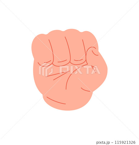Human hand raised fist closed palm fighting and freedom concept icon vector flat illustration 115921326