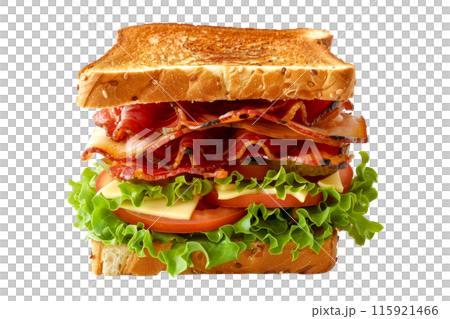 Delightful sandwich with fresh vegetables, meat and whole grain bread, perfect for a healthy meal 115921466