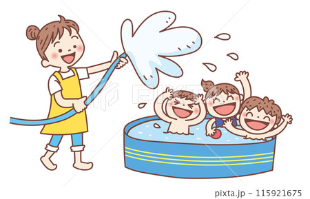 保育園で水遊び 保育園で水遊び 115921675
