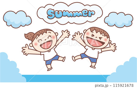 夏サマーで喜ぶ子どもたち 115921678