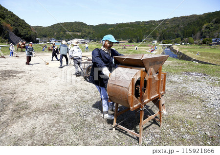 農作地に設置された案山子たち 農作地に設置された案山子たち 115921866