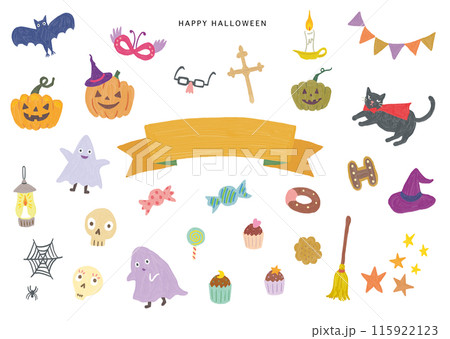 かわいいハロウィンの手描きイラスト素材集 かわいいハロウィンの手描きイラスト素材集 115922123