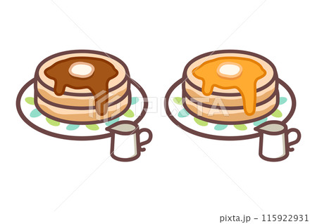 メープルシロップと黒蜜のパンケーキ(ホットケーキ)・イラストアイコン素材 メープルシロップと黒蜜のパンケーキ(ホットケーキ)・イラストアイコン素材 115922931