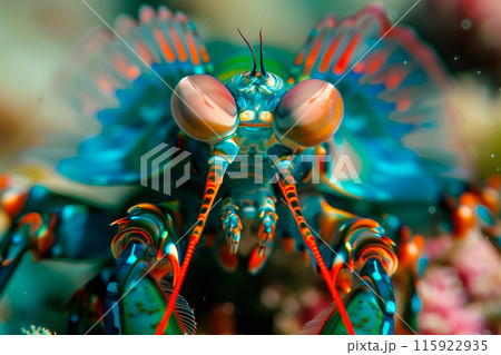 Peacock Mantis Shrimp in nature underwater 115922935