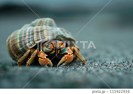Hermit Crab in a Lively and Elaborate Natural Habitat from a Close Perspective Hermit Crab in a Lively and Elaborate Natural Habitat from a Close Perspective 115922938