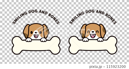 帶有大骨空白橫幅的可愛小獵犬插圖集 帶有大骨空白橫幅的可愛小獵犬插圖集 115923200