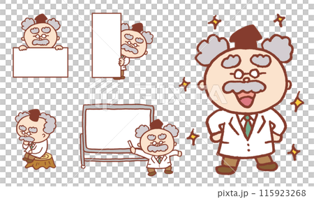 一位圓形可愛的留著鬍子的醫生的棕色線條畫 115923268