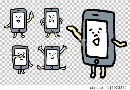 線画のかわいいスマホのキャライラスト 線画のかわいいスマホのキャライラスト 115923283