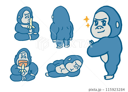 イケメン風のかわいいゴリラのキャラ素材 115923284
