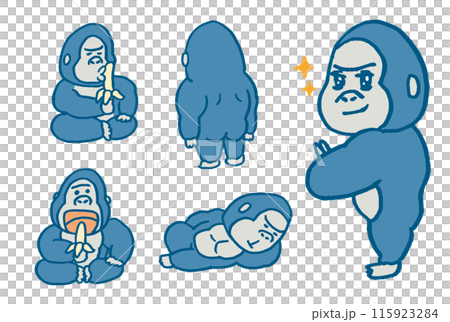 イケメン風のかわいいゴリラのキャラ素材 115923284
