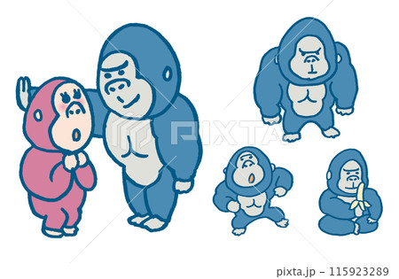 イケメン風のかわいいゴリラのキャラ素材 115923289