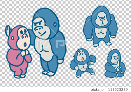 イケメン風のかわいいゴリラのキャラ素材 115923289