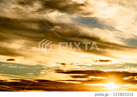 Spectacular orange sky at sunset. Landscapes, nature Spectacular orange sky at sunset. Landscapes, nature 115923315