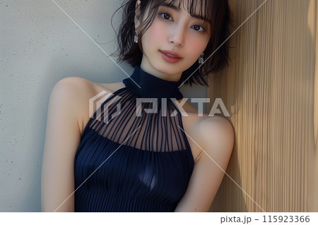 ノースリーブワンピースを着ている女性 ノースリーブワンピースを着ている女性 115923366