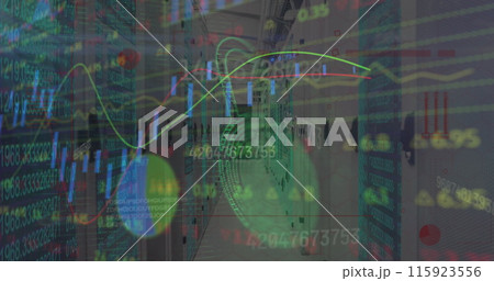 Image of data processing over server room Image of data processing over server room 115923556