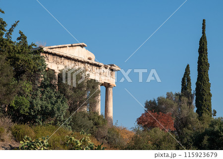 Ruins of Temple of Hephaestus in Ancient Agora in Athens, capital of Greece 115923679