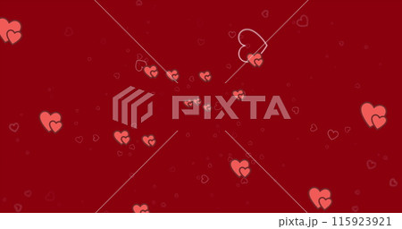 Image of hearts floating over red background 115923921